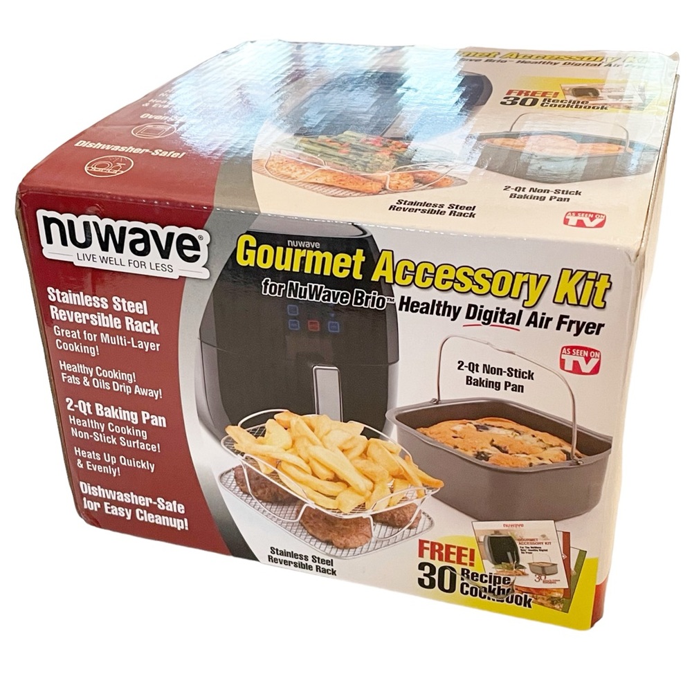 NuWave Brio Gourmet Accessory Kit Accessory Kit for 2 qt Air Fryer in Box Cook